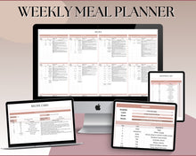 Load image into Gallery viewer, Ultimate Meal Planner Spreadsheet | Perfect Recipe Template with AUTOMATED Grocery List, Family Meal Prep, Weekly Meal Plan &amp; Shopping List | Google Sheets | Lux
