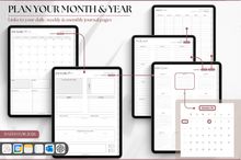 Load image into Gallery viewer, 2026 Digital FITNESS planner, GoodNotes Fitness Planner, Fitness Journal, Weight Loss Tracker, iPad Workout Planner, Wellness Template (Mono)
