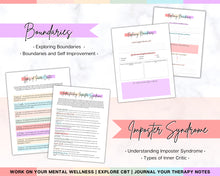 Load image into Gallery viewer, Self Therapy Journal Printable | 30+ Pages of Self-Therapy Workbook, Based on CBT, Guided Journal Prompts, Printable Worksheets, Shadow Work and Mindfulness |  Pastel Brit
