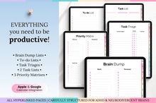 Load image into Gallery viewer, 2026 ADHD Daily Planner, COLORFUL GoodNotes Digital Planner for Neurodivergents, Brain Dump, iPad to do list, cleaning, Smart Apple Links

