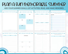 Load image into Gallery viewer, 2023 Summer Planner for Kids | Kids Summer Schedule, Activities, Printable Calendar &amp; Checklist Template | Blue
