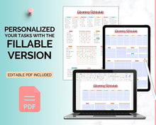 Load image into Gallery viewer, Editable Cleaning Schedule Template | Includes EDITABLE Cleaning Checklist, Cleaning Planner, Weekly House Chores, Clean Home Routine &amp; Monthly Cleaning List | Sky Colorful
