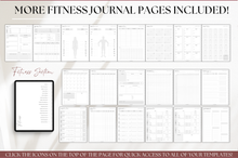 Load image into Gallery viewer, 2026 Digital FITNESS planner, GoodNotes Fitness Planner, Fitness Journal, Weight Loss Tracker, iPad Workout Planner, Wellness Template (Mono)
