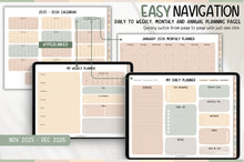 Load image into Gallery viewer, 2026 Digital Planner | HANDWRITTEN GoodNotes Planner With Daily, Weekly &amp; Monthly Planner | SOFT NEUTRAL GREEN
