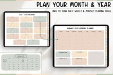 Load image into Gallery viewer, 2026 Digital Planner | HANDWRITTEN GoodNotes Planner With Daily, Weekly &amp; Monthly Planner | SOFT NEUTRAL GREEN
