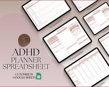 Load image into Gallery viewer, ADHD Planner Spreadsheet for Neurodivergent Adults | Google Sheets Daily &amp; Weekly Planner, Symptom Tracker, Brain Dump &amp; To Do Lists | Nude
