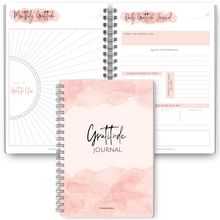 Load image into Gallery viewer, Gratitude &amp; Mindfulness Journal | Gratitude Template, Self Care Planner, Positivity Diary, Daily Journal, Gratitude Jar, Wellness, Manifestation Journal | A5 Pink Watercolor
