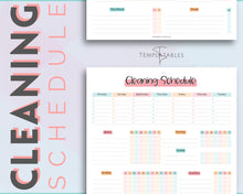Load image into Gallery viewer, Editable Cleaning Schedule Template | Includes EDITABLE Cleaning Checklist, Cleaning Planner, Weekly House Chores, Clean Home Routine &amp; Monthly Cleaning List | Sky Colorful
