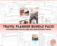 Load image into Gallery viewer, Ultimate Travel Planner Bundle | 30 Templates for Trip and Vacation Planning, Roadtrip Diary, and Holiday Journal - Includes Packing Lists!
