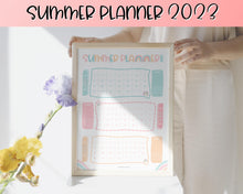 Load image into Gallery viewer, Kids Summer Calendar 2023 | Summer Poster, Summer Countdown, Printable Planner &amp; Checklist | Colorful Sky
