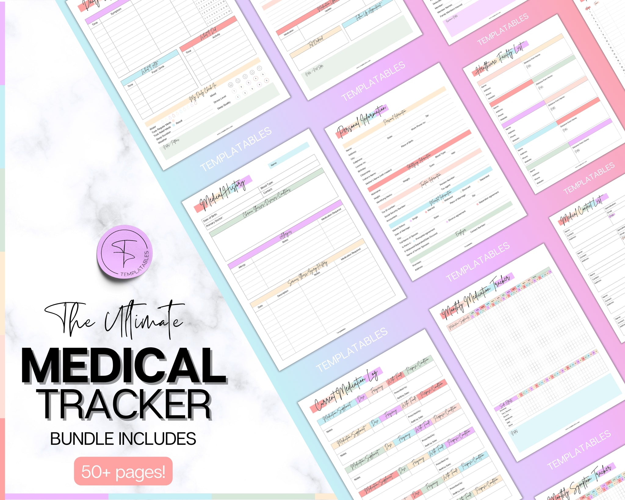 Colorful Medical Tracker Bundle | Everything you need for your Medical ...