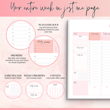 Load image into Gallery viewer, Weekly Hourly Planner Notepad, Daily Planner Desk Pad, Weekly Schedule, To Do List Note Pad, ADHD Planner | 50 Undated Tear Away Sheets A4 | Pink
