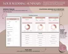 Load image into Gallery viewer, Wedding Planner Spreadsheet | Google Sheets Wedding Budget, Checklist and Schedule for Brides and Grooms | Nude
