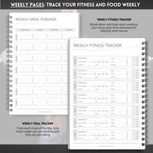 Load image into Gallery viewer, 90 Day Fitness &amp; Workout Planner for Men | Gym Journal, Weight Loss Tracker, Meal Planner, Self Care Habit Tracker | A5 Mono
