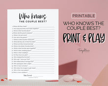 Load image into Gallery viewer, &#39;Who Knows the Couple Best&#39; Bridal Shower Game Printable
