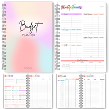 Load image into Gallery viewer, Budget Planner &amp; Monthly Bill Organizer | Finance Planner, Financial Savings, Debt, Income, Expenses, Spending &amp; Bill Trackers | A5
