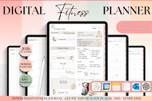 Load image into Gallery viewer, 2026 Digital FITNESS planner, GoodNotes Fitness Planner, Fitness Journal, Weight Loss Tracker, iPad Workout Planner, Wellness Template (Peach)
