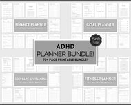 Ultimate ADHD Planner Bundle | Printable ADHD Neurodivergent Daily Life Planner, Fitness, Goal, Finances & Budget, Self Care Planner | Mono