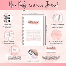 Load image into Gallery viewer, Gratitude &amp; Mindfulness Journal | Gratitude Template, Self Care Planner, Positivity Diary, Daily Journal, Gratitude Jar, Wellness, Manifestation Journal | A5 Pink Watercolor
