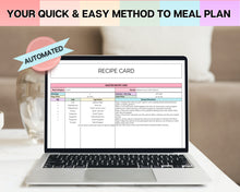 Load image into Gallery viewer, Ultimate Meal Planner Spreadsheet | Perfect Recipe Template with AUTOMATED Grocery List, Family Meal Prep, Weekly Meal Plan &amp; Shopping List | Google Sheets | Colorful
