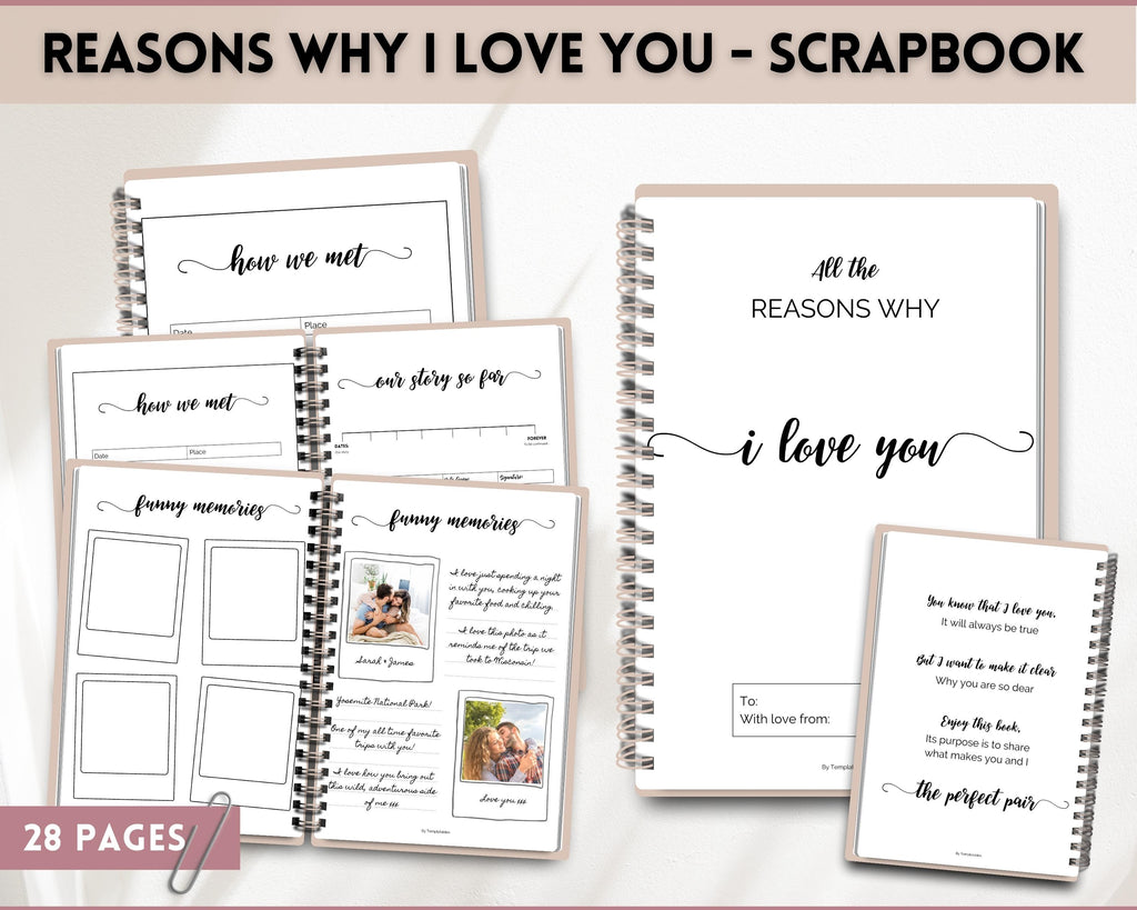 Reasons Why I Love You Scrapbook - Valentine's Day & Anniversary Gift