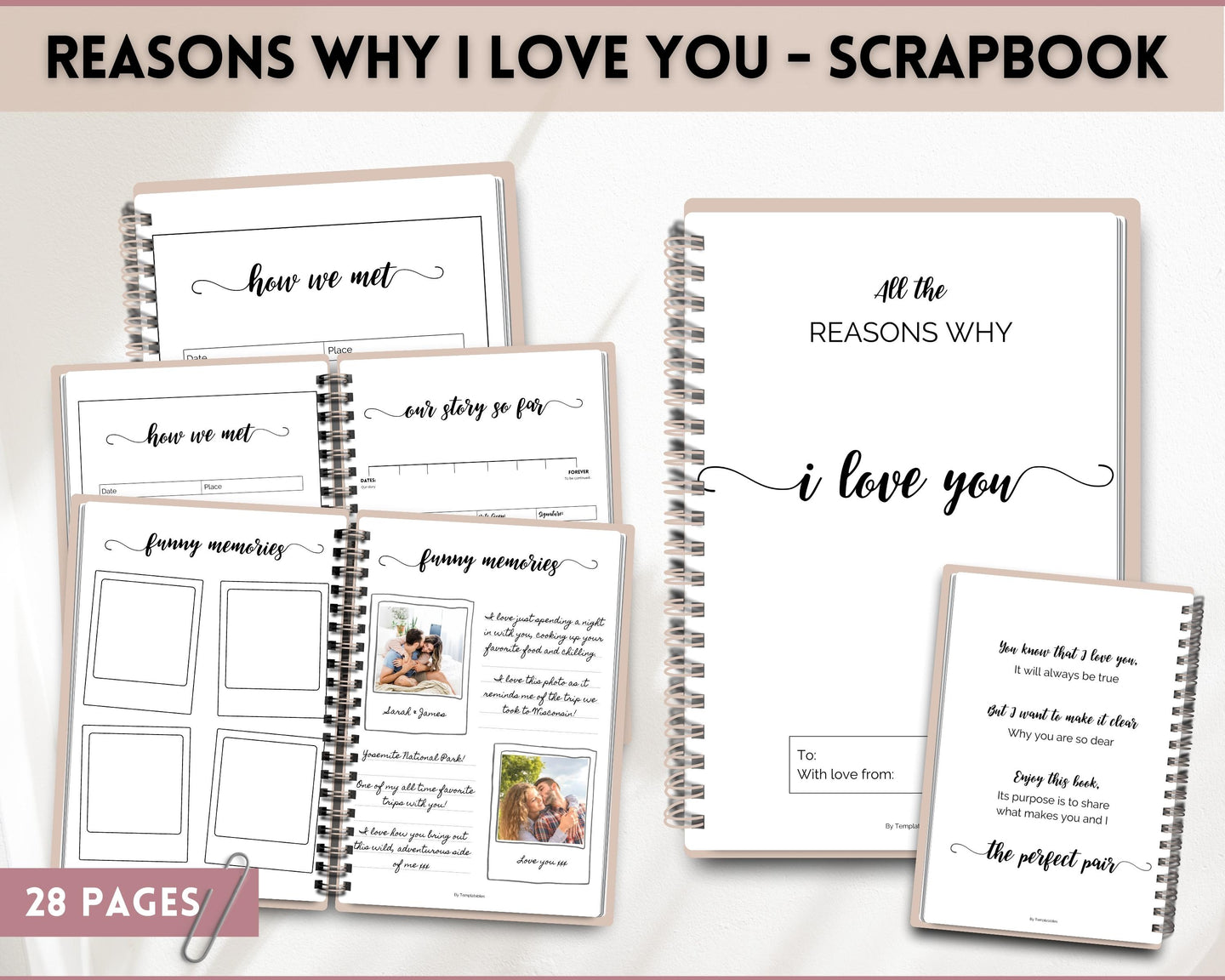 Reasons Why I Love You Scrapbook for Valentines Day | Love Journal Gift for Her & Him