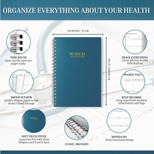 Load image into Gallery viewer, Comprehensive Medical Planner Logbook | Prescription Log Journal | Self Care Medical Journal | Track Symptoms, Medications, &amp; Doctor Notes | Health Planner | A5
