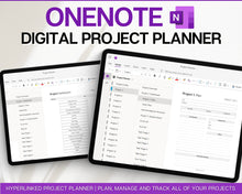Load image into Gallery viewer, OneNote Project Planner! Includes Project Tracker, Project Management, Digital Planner, Work Schedule, Business, One Note Template, Gantt &amp; Plan
