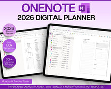 Load image into Gallery viewer, 2026 OneNote Digital Planner | OneNote Template for Daily, Weekly &amp; Monthly Planning | Minimalist
