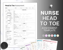 Load image into Gallery viewer, Head to toe Assessment Sheet | includes Head-to-toe Assessment Guide, Nursing Study Guide, Nurse Report, Nursing Student Notes &amp; Nclex Care Plan | Pastel
