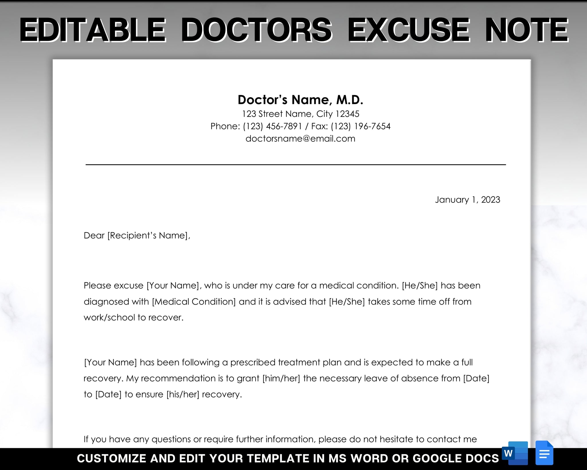 Doctors Note For School Absence Template