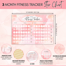 Load image into Gallery viewer, 3-Month Fitness Tracker with Gold Stars to Track Daily Workouts | Pink A4
