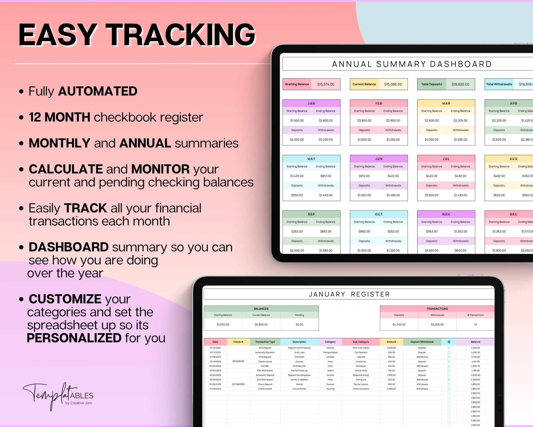 Checkbook Tracking Checkbook Register Spreadsheet | Google Sheets Register