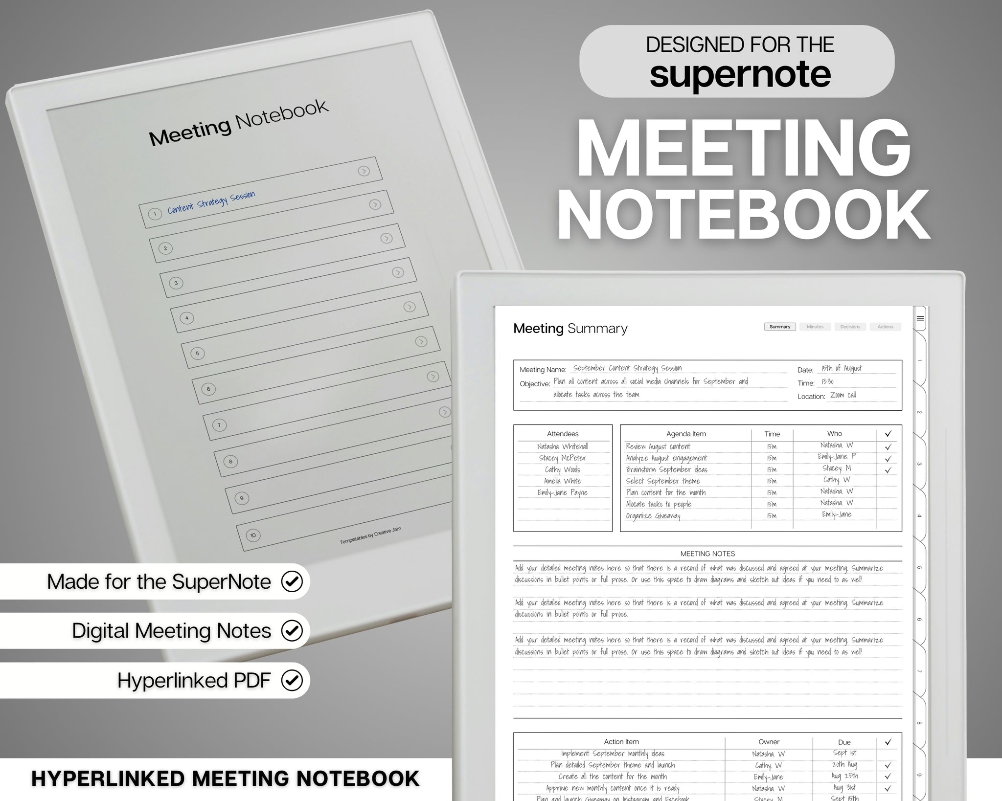 Digital Meeting Notes Template for Supernote | Organize Seamlessly!