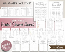 Load image into Gallery viewer, EDITABLE Bridal Shower Game BUNDLE | With 40+ Wedding Shower Games, Bachelorette Party, He said she said, Bridal Feud, Who knows the bride &amp; Bingo
