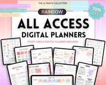 Load image into Gallery viewer, ALL ACCESS Digital Planners | 2026 Colorful Planner Bundle with Daily Weekly Planners | Includes Recipe, Notebook, Fitness, Goal, Budget &amp; Meal &amp; ADHD
