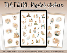 Load image into Gallery viewer, That Girl Aesthetic DIGITAL STICKERS | Digital Planner Sticker Pack for iPad &amp; GoodNotes | Boho Watercolor
