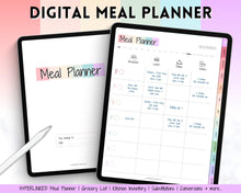 Load image into Gallery viewer, Digital GoodNotes Meal Planner | Colorful iPad Weekly Meal Plan, Grocery List &amp; More | Pastel Rainbow
