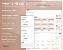 Load image into Gallery viewer, Social Media Planner &amp; Content Calendar Notion Template | Aesthetic Notion Dashboard for Content Creators
