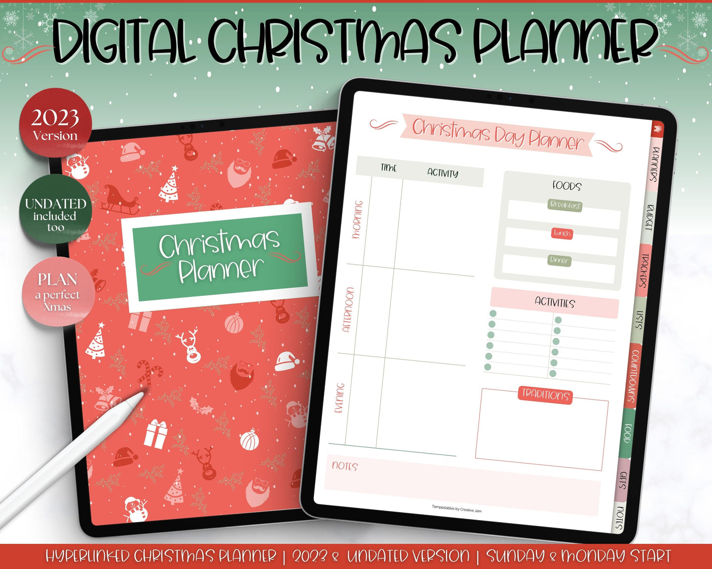 2023 Digital Christmas Planner | Xmas Holiday Checklist, Shopping List, To Do List for GoodNotes & iPad