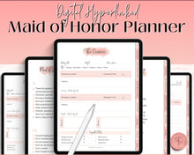 Load image into Gallery viewer, Digital Maid of Honor Planner | Matron of Honor Digital Planner, MOH Binder Book, Wedding Checklist, Bridal Shower, Bachelorette &amp; GoodNotes
