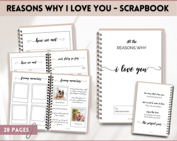 Reasons Why I love You Scrapbook for Valentines Day Gift | Last Minute Present, Love Notes Journal, Paper Anniversary & Story so far | For Him & Her