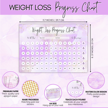 Load image into Gallery viewer, Weight Loss Progress Chart Poster with 88 Gold Star Stickers – A4 Size | Pastel Pink Watercolour Design | Thick 450gsm Card | Track Every Pound Lost | Wall Chart for Slimming Motivation (Pink)
