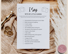 Load image into Gallery viewer, Printable &#39;I Spy&#39; Wedding Game Template | Perfect as Wedding Table Games, Ice breaker, Word search, Scavenger Hunt, Printable Wedding Reception Game &amp; Photo Hunt
