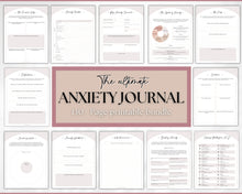 Load image into Gallery viewer, Anxiety Journal | 130pg Workbook includes Anxiety Worksheets, Anxiety Relief techniques and 70+ Prompts! CBT Therapy Notebook | Mental Health Wellness Printable
