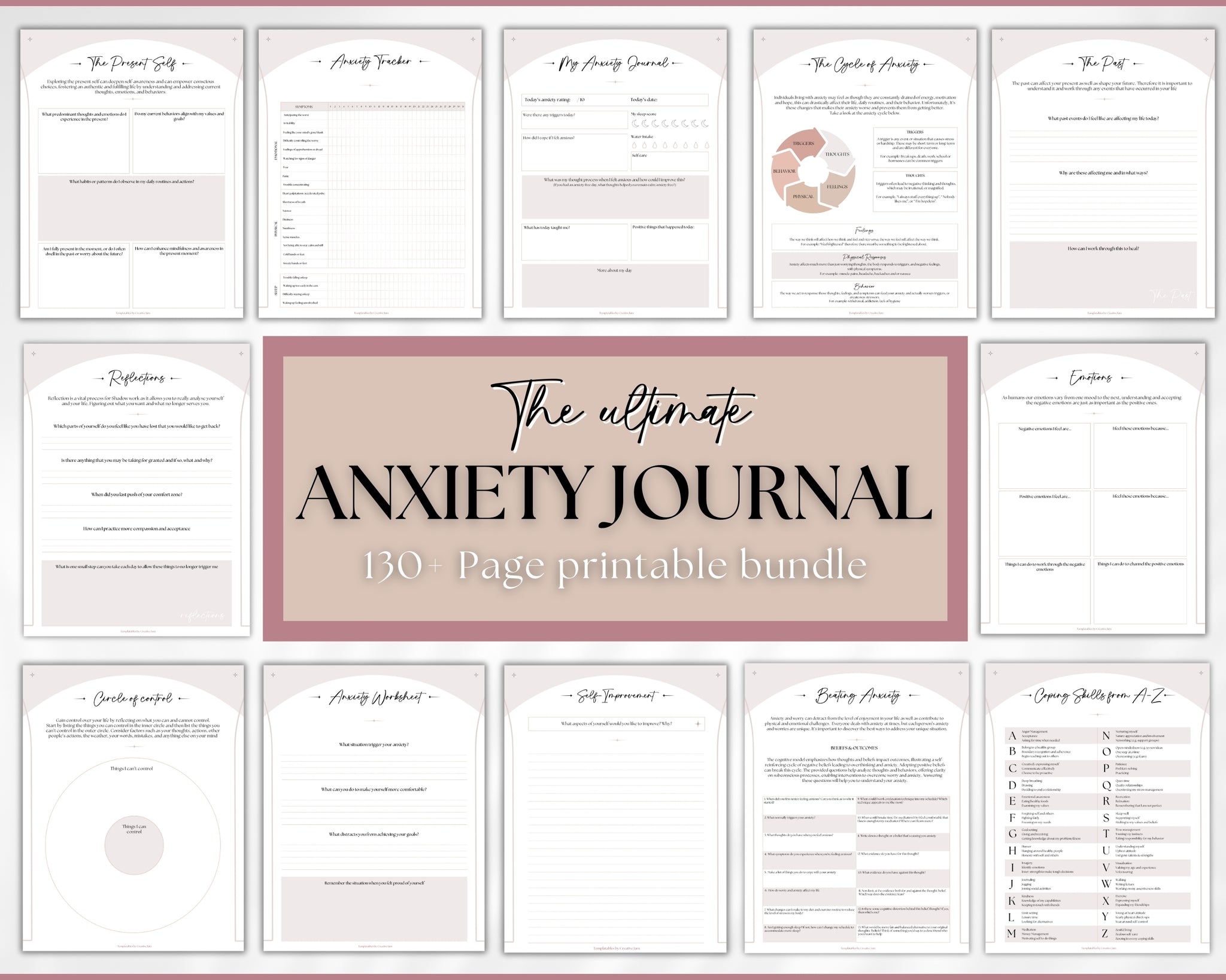 Anxiety Journal | Anxiety Workbook &amp; Worksheets using CBT