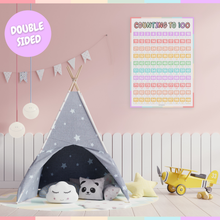 Load image into Gallery viewer, Counting to 100 Poster for Kids – A3 Double-Sided Educational Poster for Nursery, Preschool &amp; Home Learning
