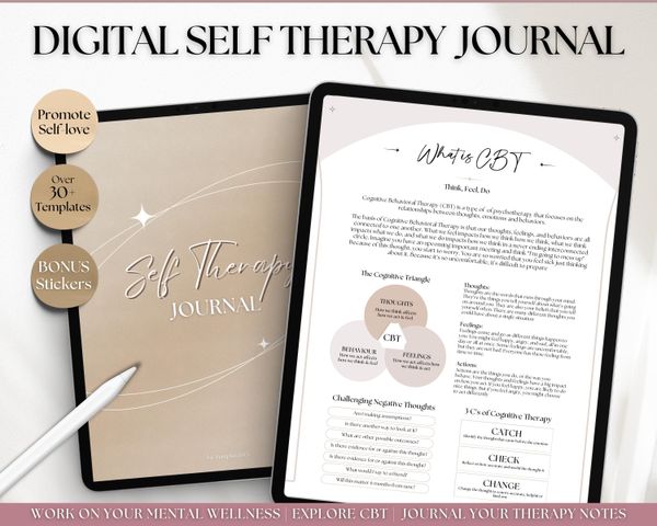 Self Therapy Journal! Your DIGITAL Self-Therapy Workbook, CBT, Guided Journal Prompts, Worksheets, Shadow Work, Mindfulness on GoodNotes and iPad!