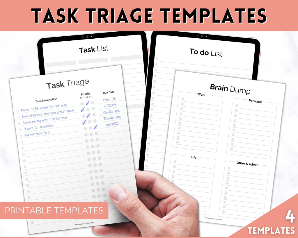 Task Triage: Prioritize with To-Do List & Brain Dump Digital Templates