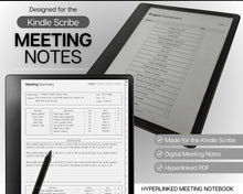 Load image into Gallery viewer, Meeting Notes templates for Kindle Scribe | Meeting Minutes, Meeting Agenda, Meeting Note taking template, Project planner, Task List, Planners for Kindle Scribe
